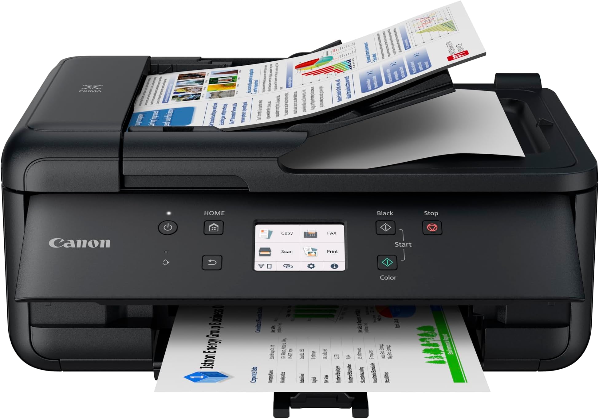 Canon PIXMA TR7650 Wireless All-In-One Colour Inkjet Printer - A4 Print, Copy, Scan, Fax - 20-Sheet ADF, Borderless Printing, 5 Individual Inks - Touchscreen - Wi-Fi, Cloud Connectivity - Home Printer