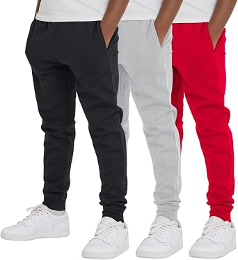Ultra Performance 3 Pack Boys Sweatpants Kids Clothes Active Soft Fleece Joggers for Boys Size 4-20