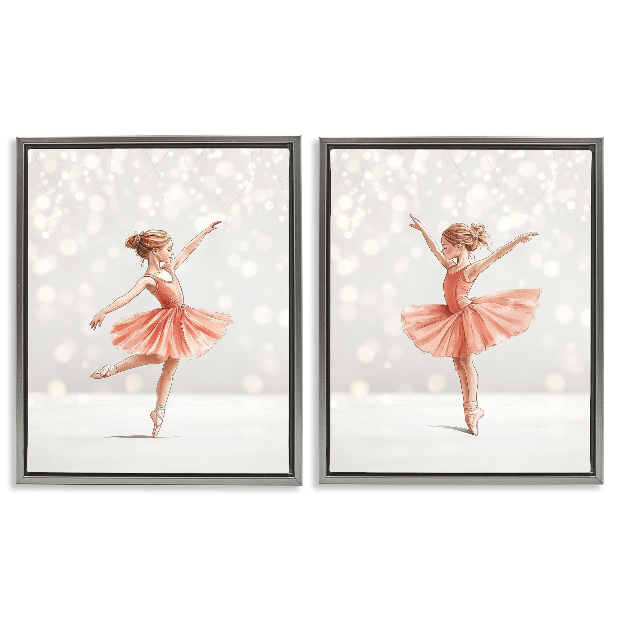 Stupell Industries Luster Gray (Matte) 'Dancers In The Light', 2Pc Floating Frame Art Set 2, Gray, 17 X 21 Inches, Easy To Hang And Sturdy, Made In Usa, By Christine Simpson Art