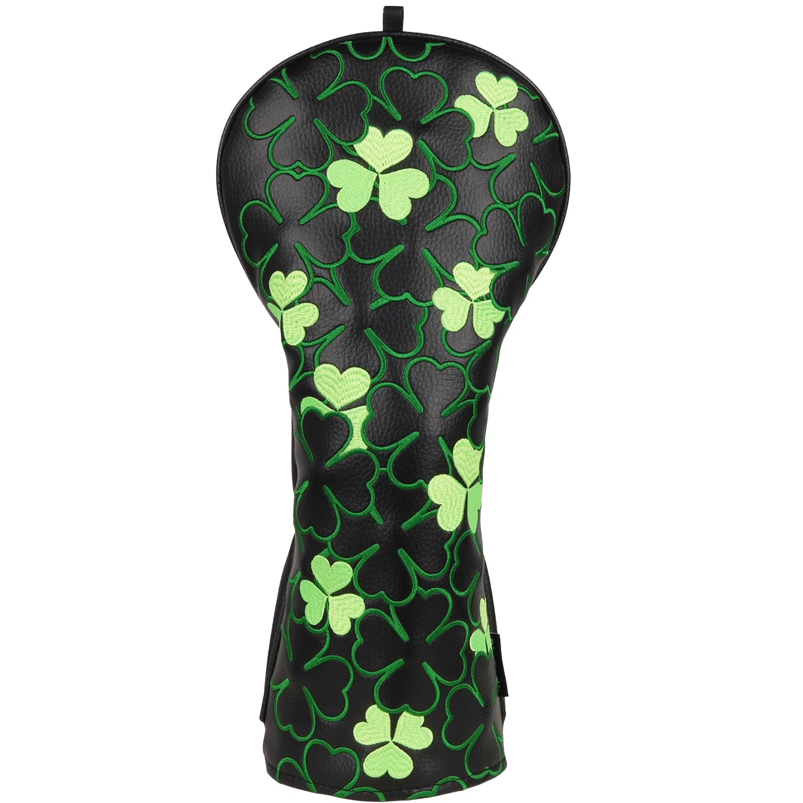 Golf Club Head covers for Driver 460CC DR #1 Elastic Closure Black PU Leather Lucky Green Clover Embroidery