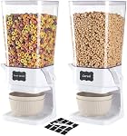 Cereal Dispenser Countertop, Cereal Containers Storage, Candy Dispenser, Dry Food Dispenser - Not Easy to Crush Food, Cereal Containers For Pantry (White, 2 Pack)