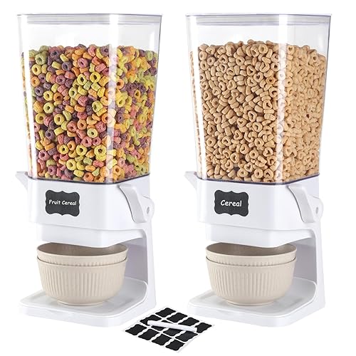 Cereal Dispenser Countertop with Cereal Bowls,16 Labels & Pen, Cereal