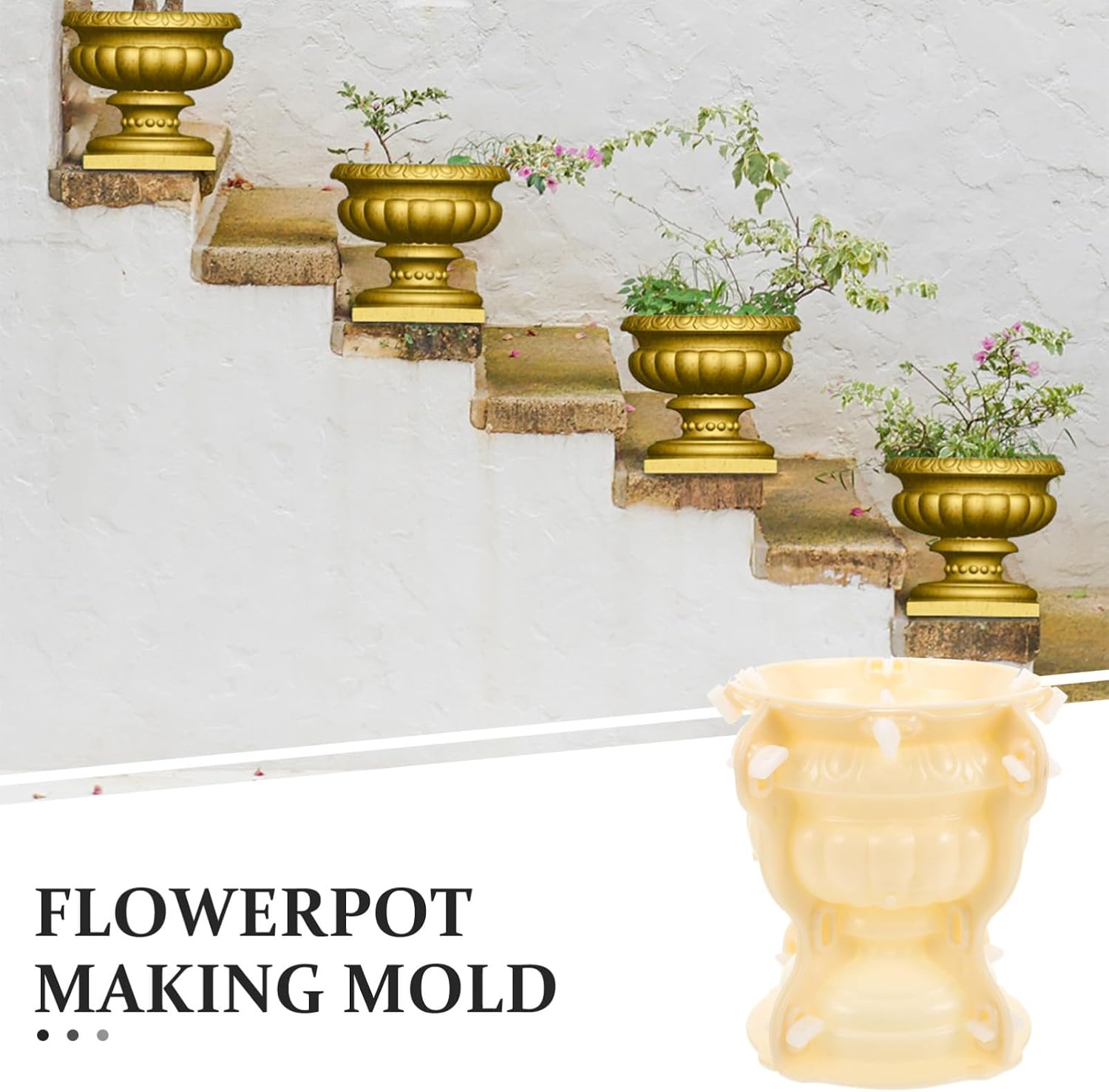 Cement Flowerpot Mold Concrete Flower Pot Molds Vase Planter Cement Clay Candle Pen Holder Flower Pot Silicone Epoxy Decor White Plastic Model Unique
