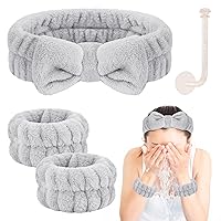 Vista 27 de Juego de lavado facial – diadema, pulseras con soporte, toallas de muñeca de spa absorbentes de microfibra