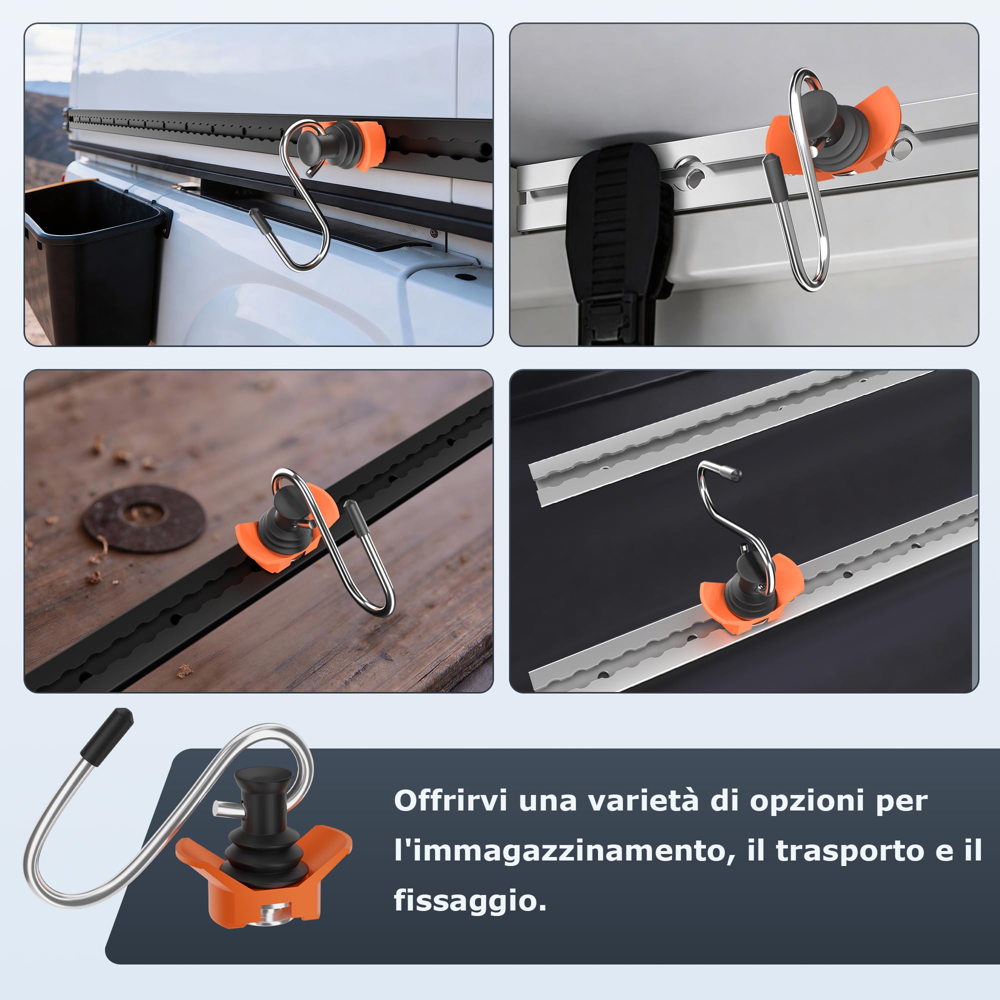Ganci per guide aeree, 6 pezzi, raccordo singolo terminale, 50 kg | Raccordo singolo per binario aereo, accessori per trasporto, fissaggio del carico in rimorchi, furgoni e autovetture