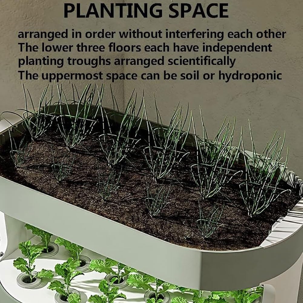 Kit de Sistema de Cultivo hidropónico for jardín, Torre de Cultivo hidropónico de 48 cápsulas con luz de Crecimiento LED y riego automático, Sistema automático de jardinería Interior(Green)