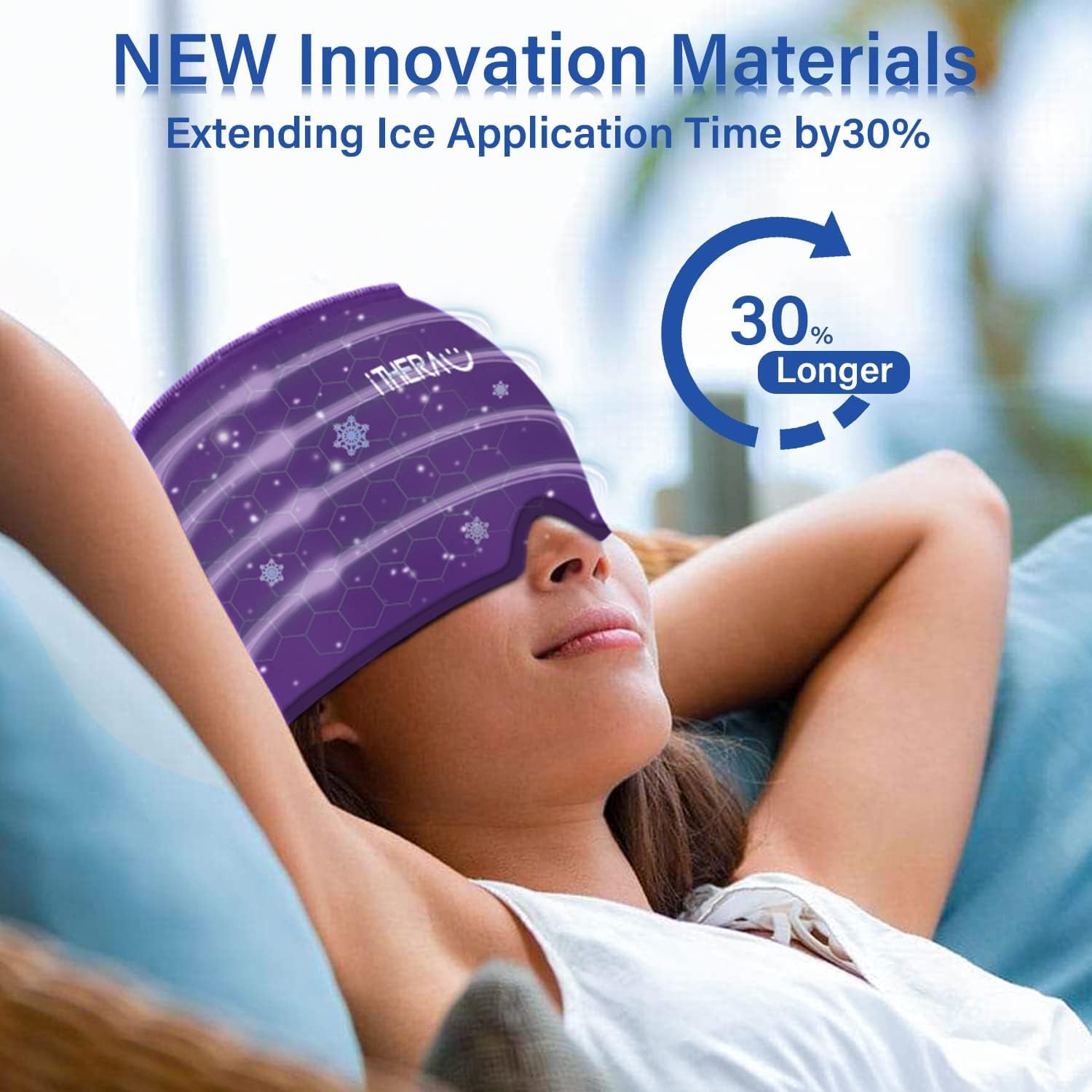 iTHERAU Gorro Migraña - Mascara Migraña - Gorro para Migrañas y Dolores de Cabeza - Gorro Frio para Migrañas Alivio Gorro - Gorro de Gel para Alivio de Dolor, Cefalea Neurológica, Estrés Relajante