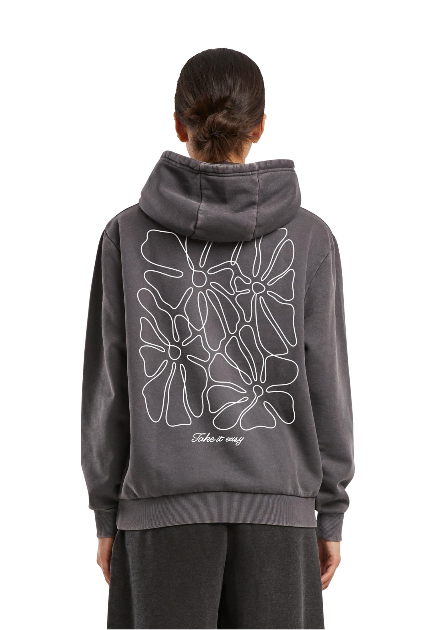 Mister Tee damska luźna bluza z kapturem One Line Flowers – bluza z kapturem w stylu vintage z nadrukiem z przodu i z tyłu – ciężka bluza z kapturem w stylu oversize