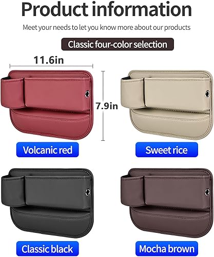 Miniatura 7 de Bolsa de cuero para portavasos de automóvil, caja de almacenamiento para espacio de asiento, caja de almacenamiento ajustable para asiento de