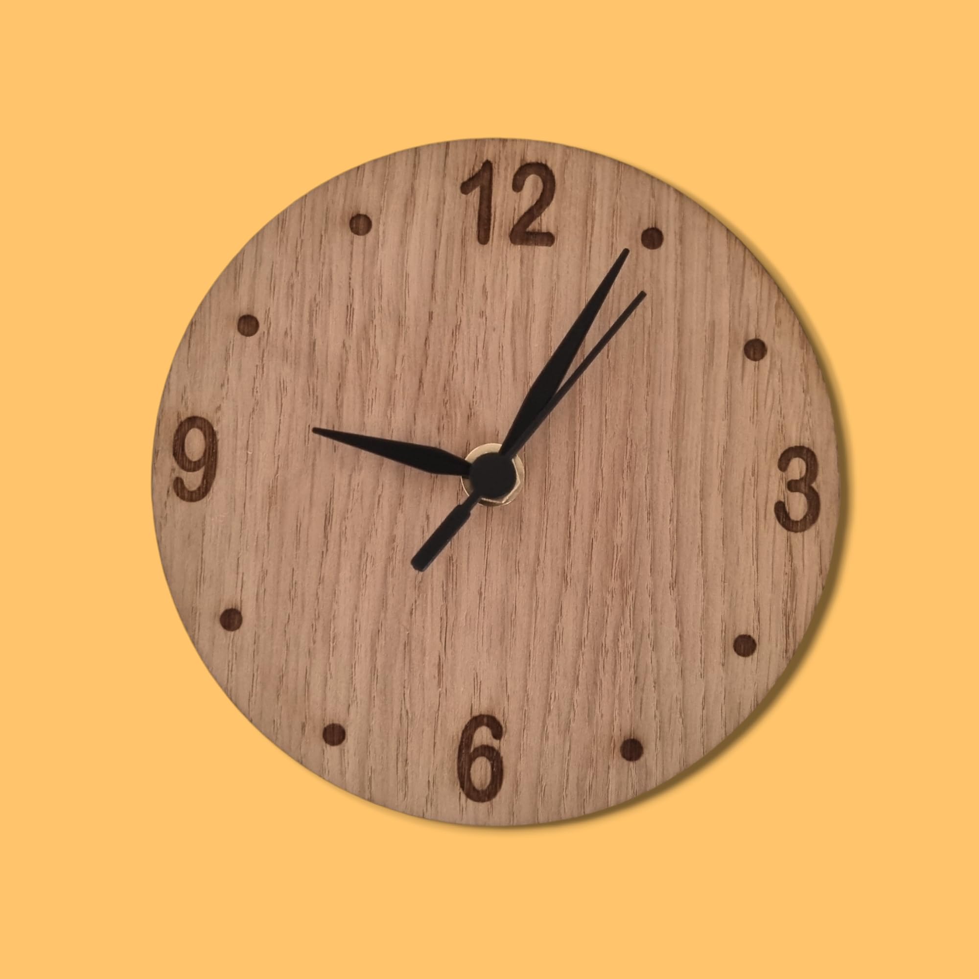 Round Wood Clock - Silent Sweep. Cherry, Oak or Walnut Style (Cherry, 25cm)