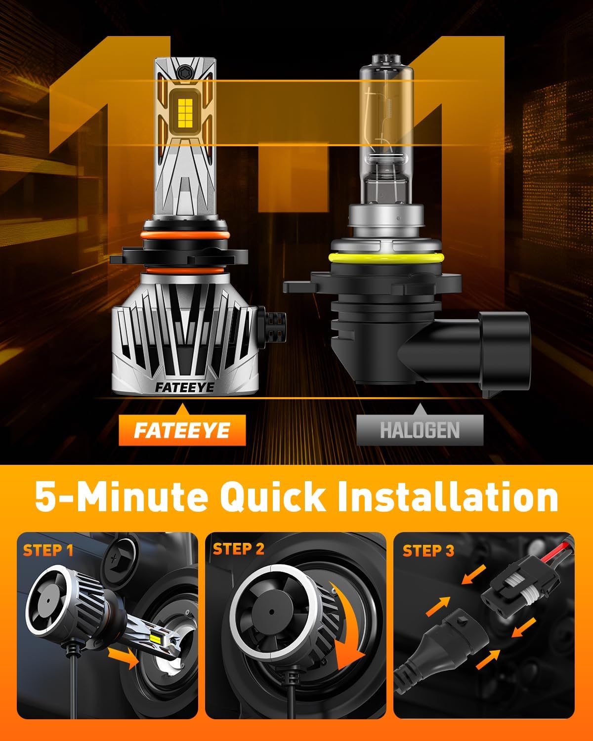 𝟵𝟬𝟬𝟱 Fog light Bulb - 60000LM Super Bright Bulb with Fan, 130W 𝐇𝐁𝟑 No Adapter Required, 6500K White, Pack of 2