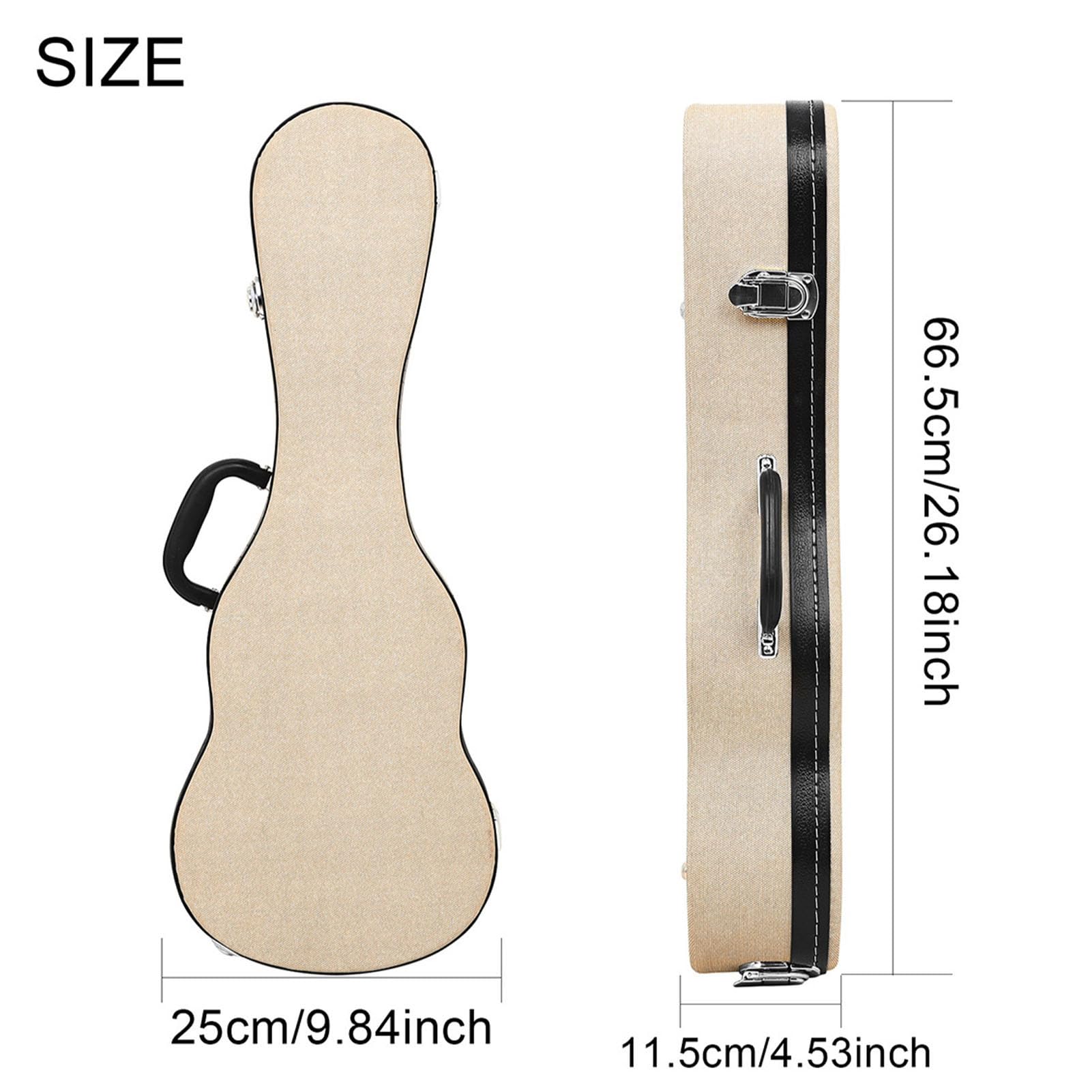 Fafeicy 23-calowy futerał na Ukulele Tenorowe, Zamykany, Skórzany, Ochronny, z grubą wyściółką i Przegródkami do Przechowywania