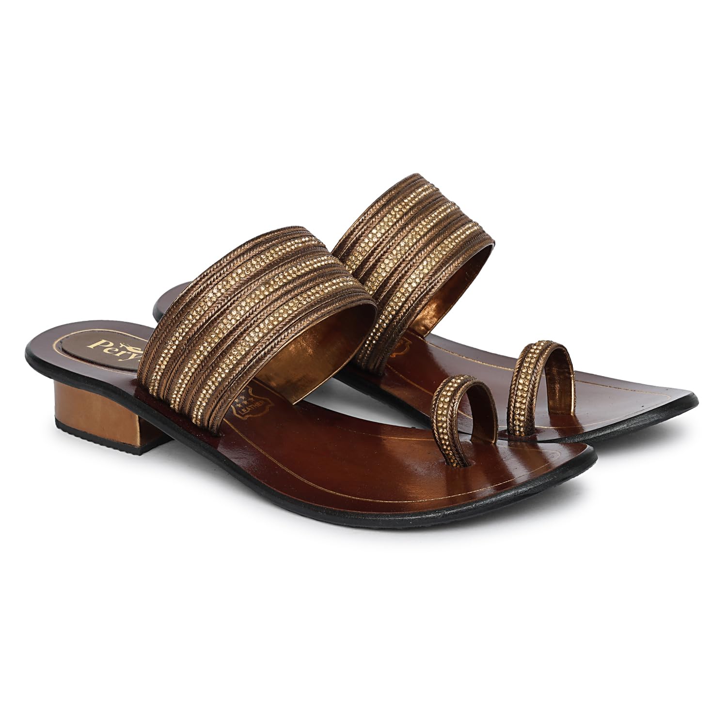Women's Handcrafted Genuine Leather Ethnic Sandal – Trendy Slip-On Synthetic Sandals with Comfy Block Heel | Stylish Traditional Footwear for Women & Girls | Perfect for Festive & Casual Wear-image-28