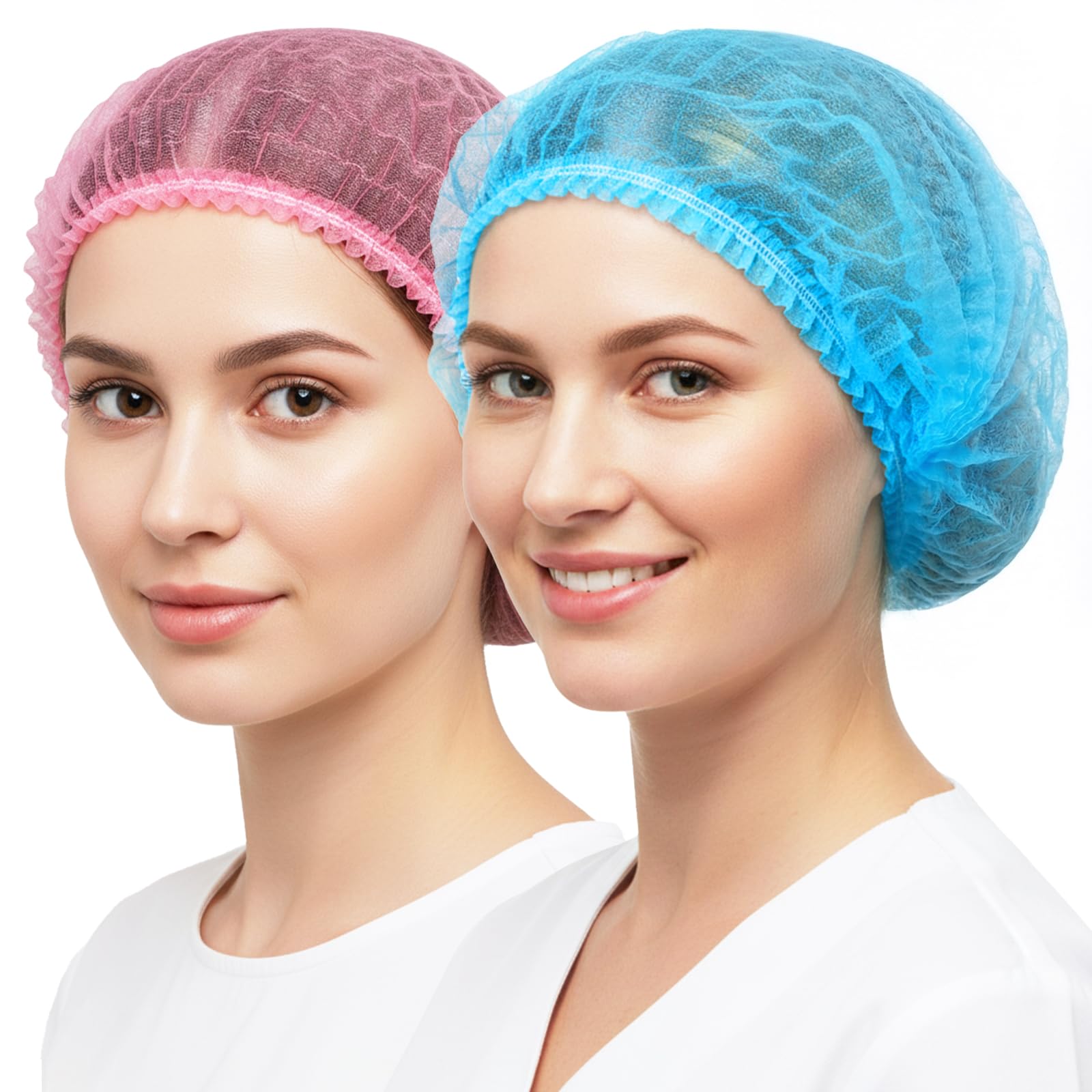 Bafeil Haarnetz Küche - OP Haube aus Einwegstoff Weiß, Einweg Haarnetze für die Küche oder Zahnarzt, Hygienezubehör für die Medizin, OP Kopfhauben 52cm (Blau)