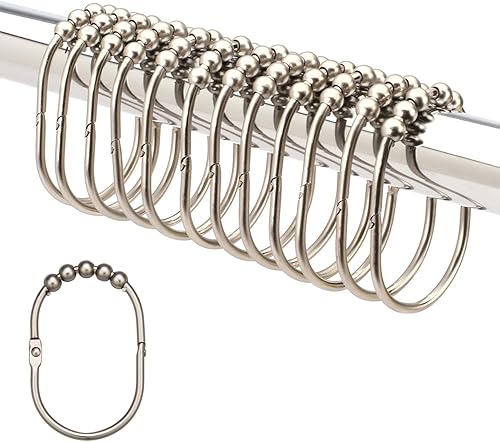 Miniatura 9 de 2lb Depot Amplia Cortina De Ducha Anillosganchos Set decorativos cepillado Acabado de níquel satinado rodillos de Easy Glide 100 acero inoxidable