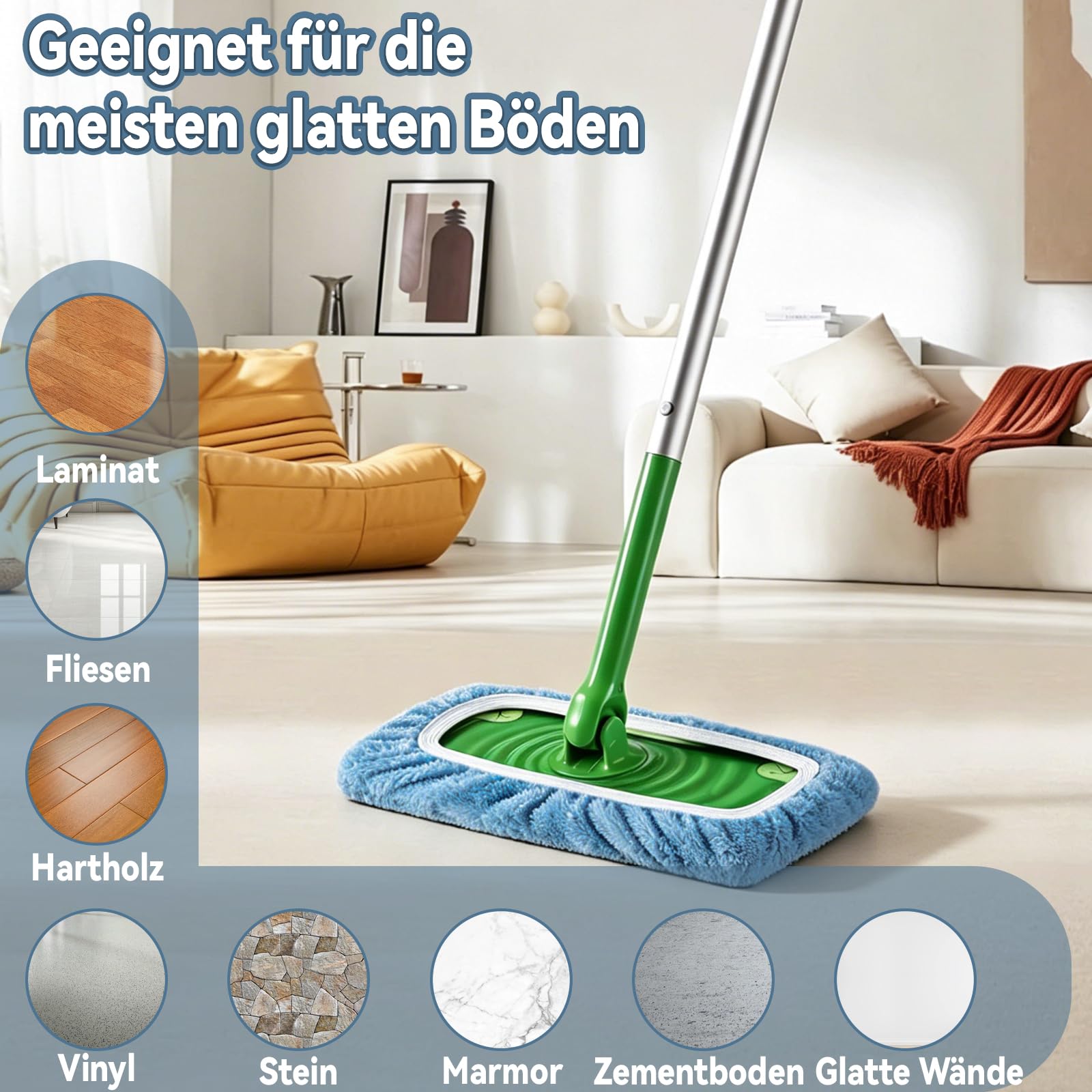 12 ściereczek do mopa dla Swiffer Sweeper, wielokrotnego użytku, mikrofibrowe ściereczki czyszczące, do suchego i mokrego czyszczenia, pasujące do mopa Swiffer, do twardych podłóg drewnianych