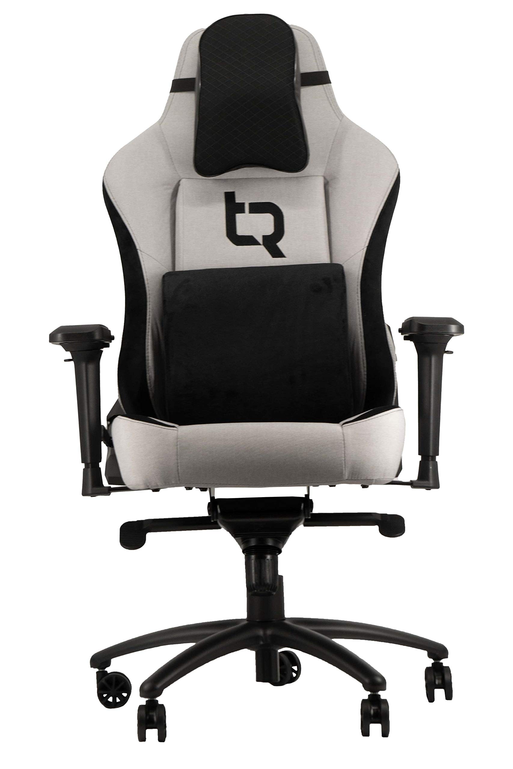 Turismo Racing Evoluzione Gaming Chair with Vaporweave Fabric and Memory Foam Cushioning - Ivory Grey - Extra Large for Big Guys