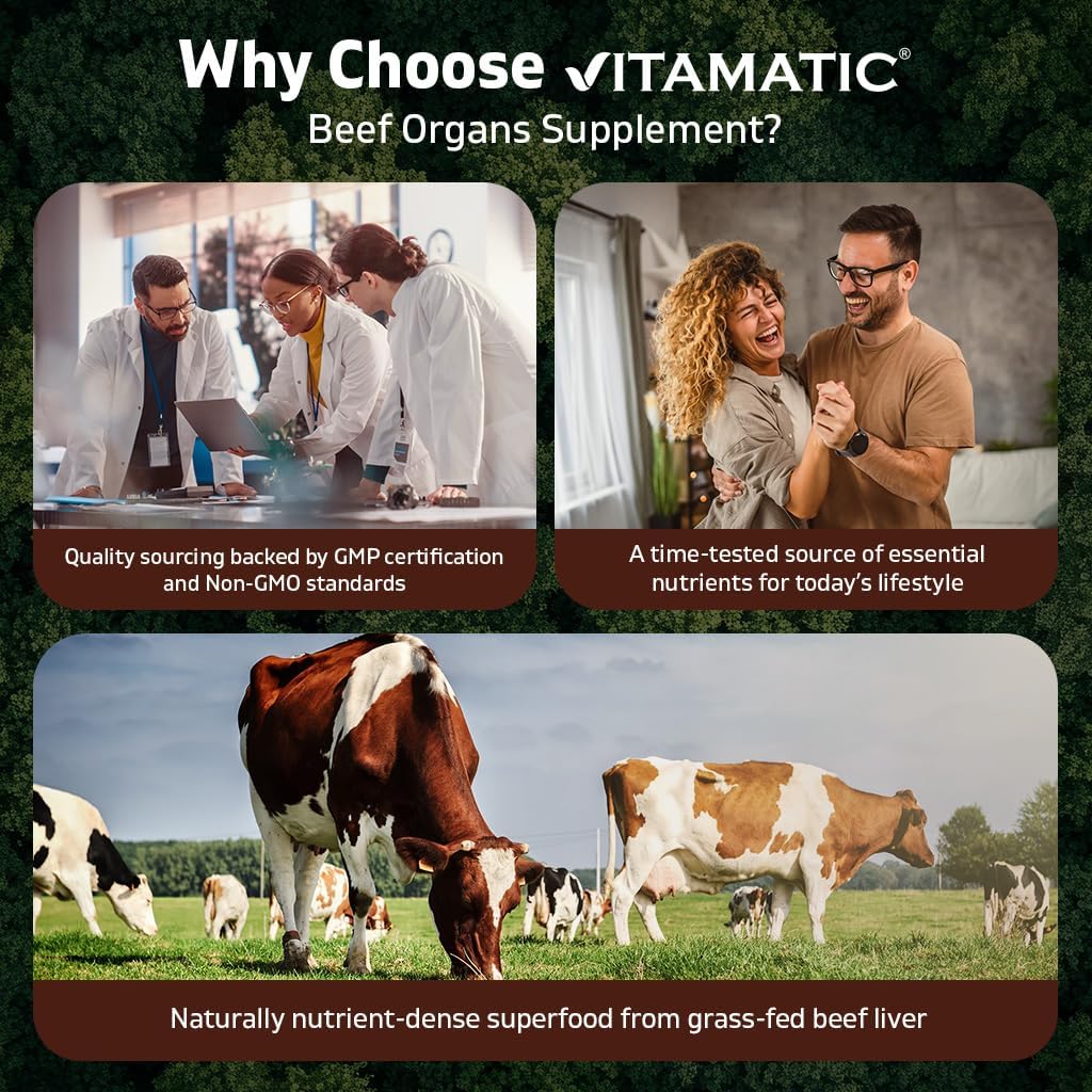 Vitamatic Grass-Fed Beef Kidney 180 Capsules – Freeze-Dried, Non-GMO, Bovine Liver Supplement – Pasture-Raised, Glandular-Based Formula - Image 6