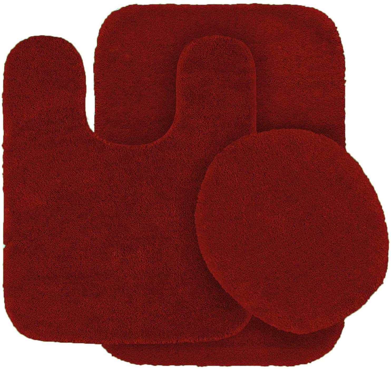 Buy 3pc Solid Red Non Slip Soft Bath Rug Set for Bathroom UShaped