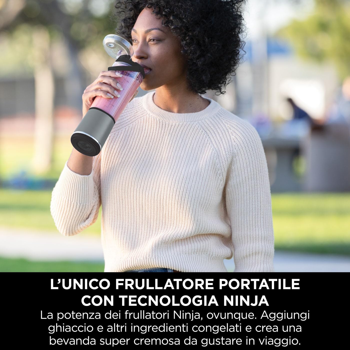 Ninja Blast Frullatore Portatile, 530 ml, Nero, BC151EUBK | con Coperchio e Beccuccio, Mini Frullatore Senza Fili, Ricaricabile, per Frullati, Trita Ghiaccio e Frutta Congelata