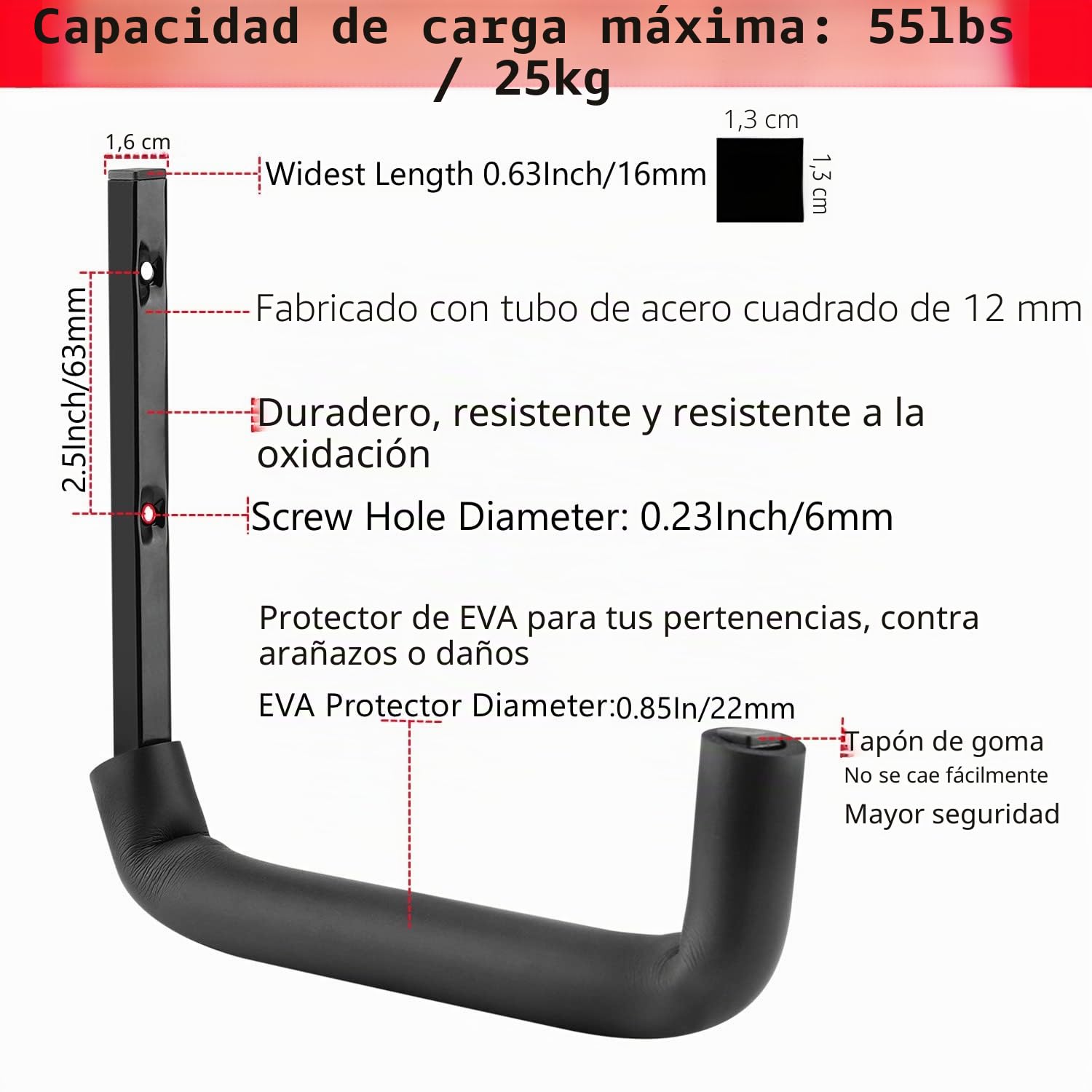 Ganchos de garaje, ganchos de garaje resistentes de 10 pulgadas, ganchos de almacenamiento de montaje en pared para herramientas de jardín, escaleras, bicicletas, artículos voluminos