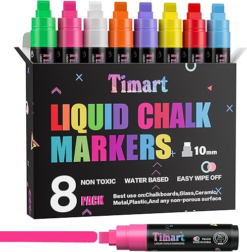 Timart Marcadores de ventana, marcadores de tiza líquida jumbo para pintura en roca, póster, pizarra, piedra, cerámica, vidrio, madera, lienzo,