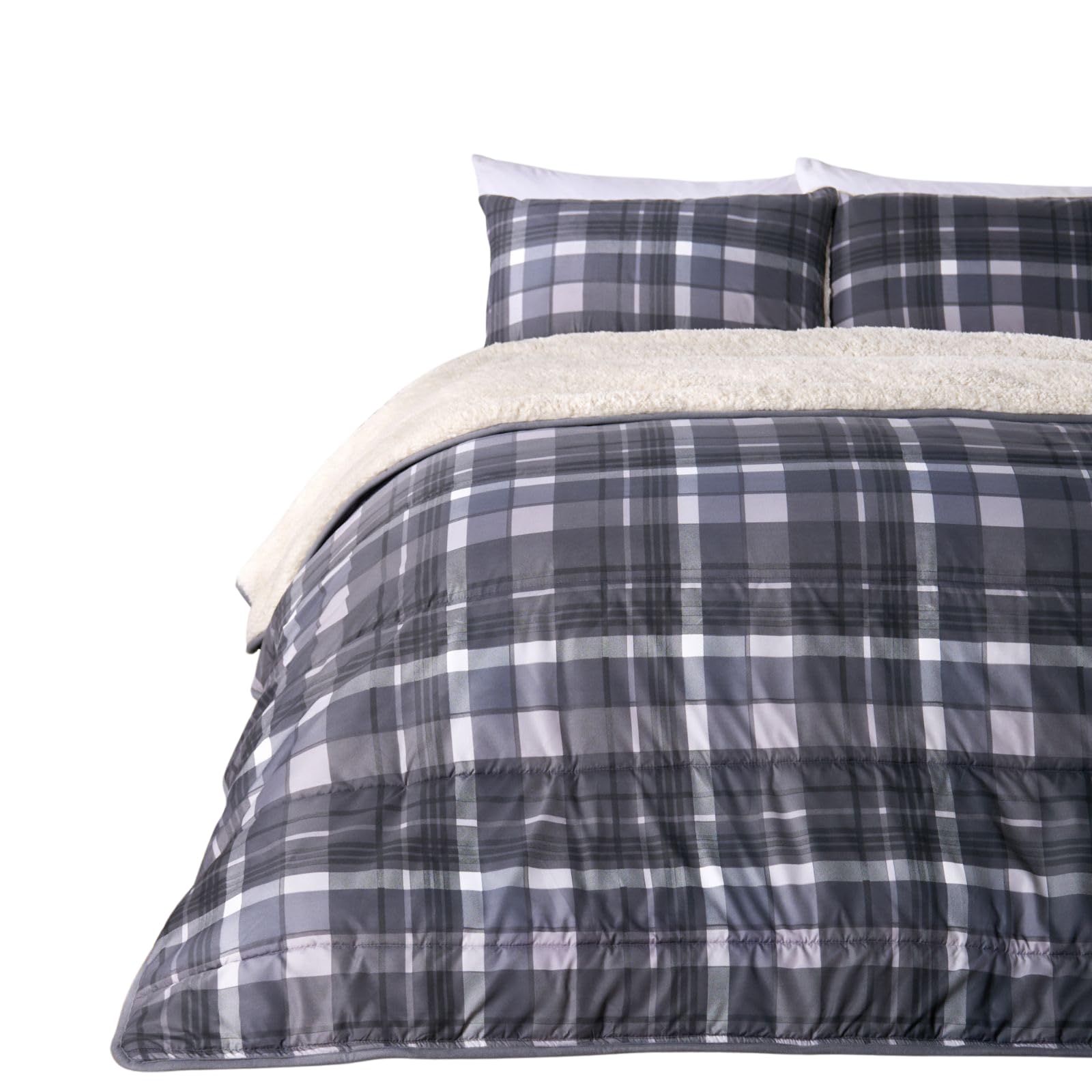 OHS Sherpa Reversible 10.5 Tog Tartan Check Washable Coverless Duvet With Pillowcases from B&Q
