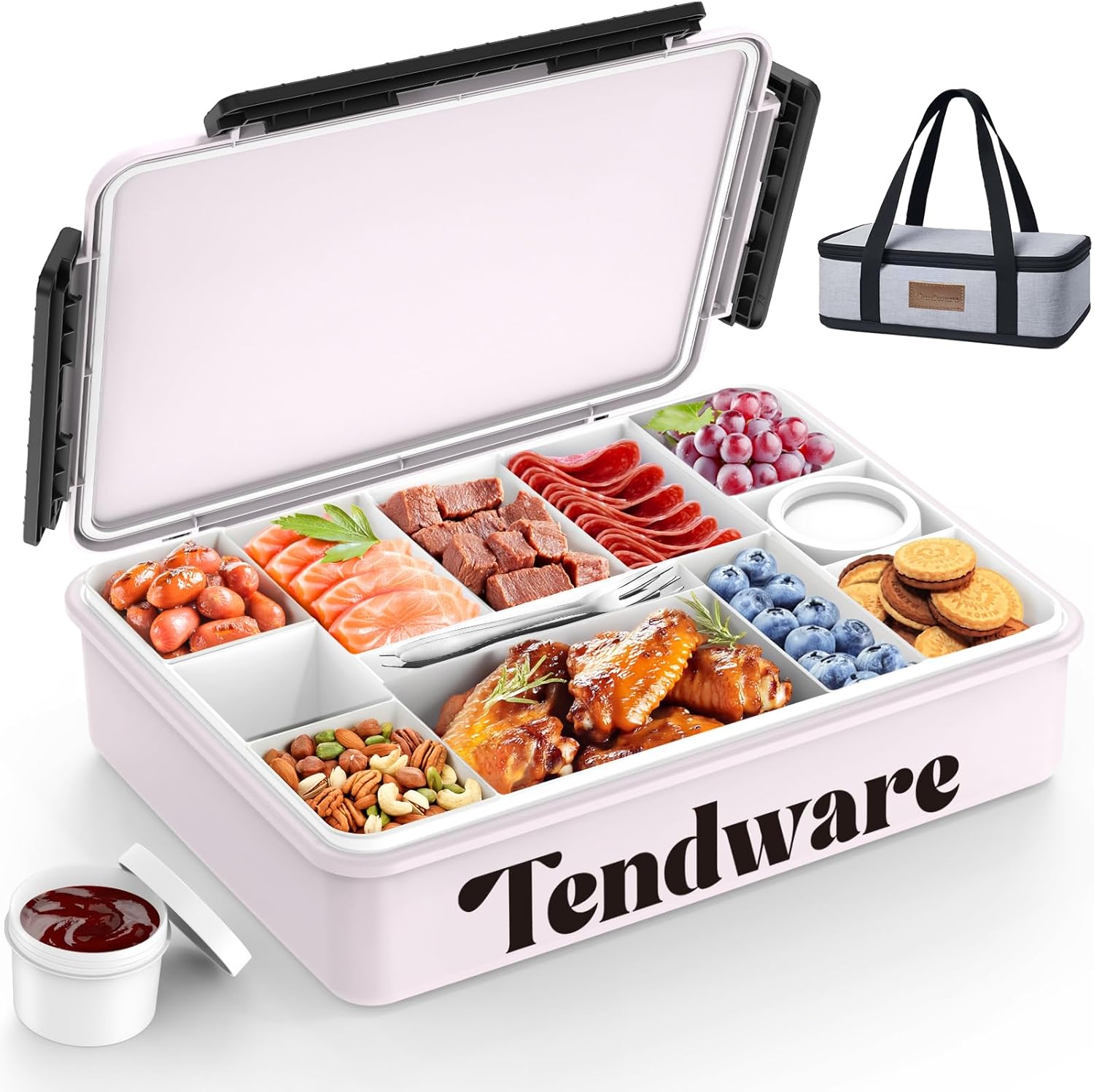 Chilled Portable Snackle Box Container Insulated Bag Keep Food Cool 12 Compartment Divided Serving Tray Reusable Ice Pack Road Trip Essentials for Charcuterie Snack Picnic Beach Birthday Gift