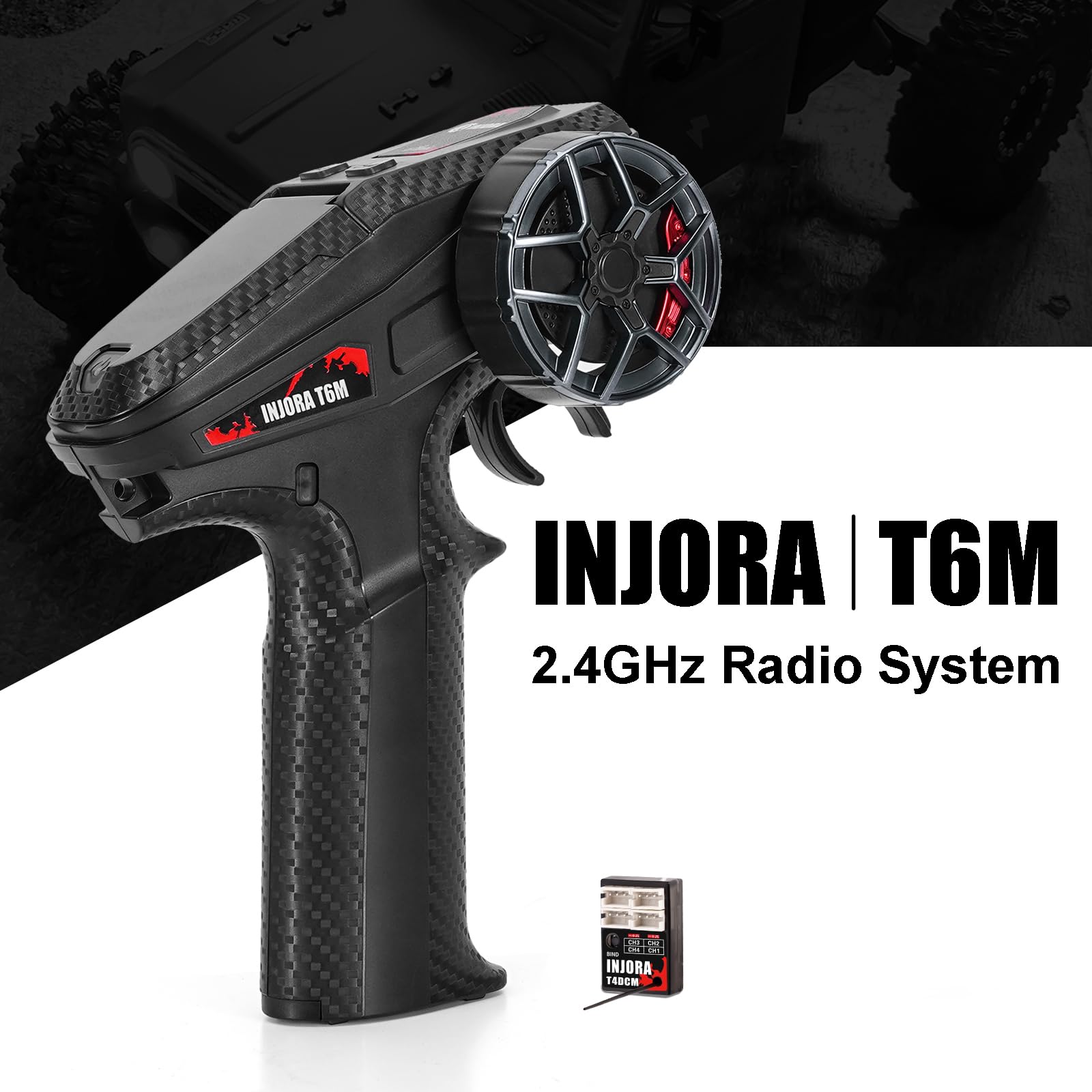 INJORA T6M Micro émetteur 2,4 GHz avec récepteur compact T4DCM pour voiture télécommandée 1/30 1/24 1/18
