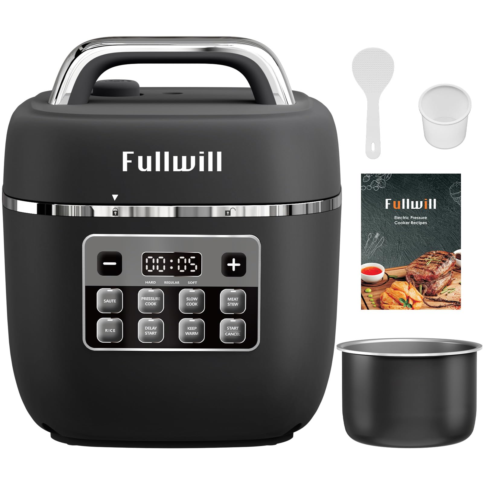 Fullwill Electric Pressure Cooker Lite Slow Cooker Rice Saut Warmer Olla de Presion Nonstick Pot 3 Quarts