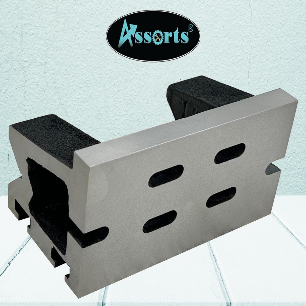 Assorts Precision Graded Caste Iron Vee Angle Plates-stress Relieved - Work-holding Clamping Milling Engineering Machine Tools-heavy Duty (3" X 3" X 5" (75 X 75 X 125 Mm) T-slotted)