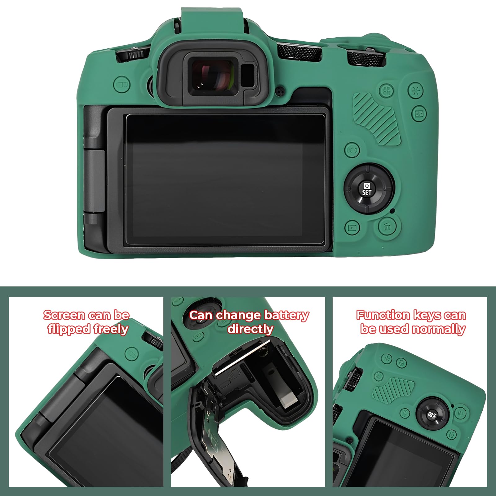 Funda protectora para cámara compatible con Canon EOS R8 EOSR8, bolsa de silicona de ajuste personalizado, almacenamiento compacto, Green, Funda protectora para cámara