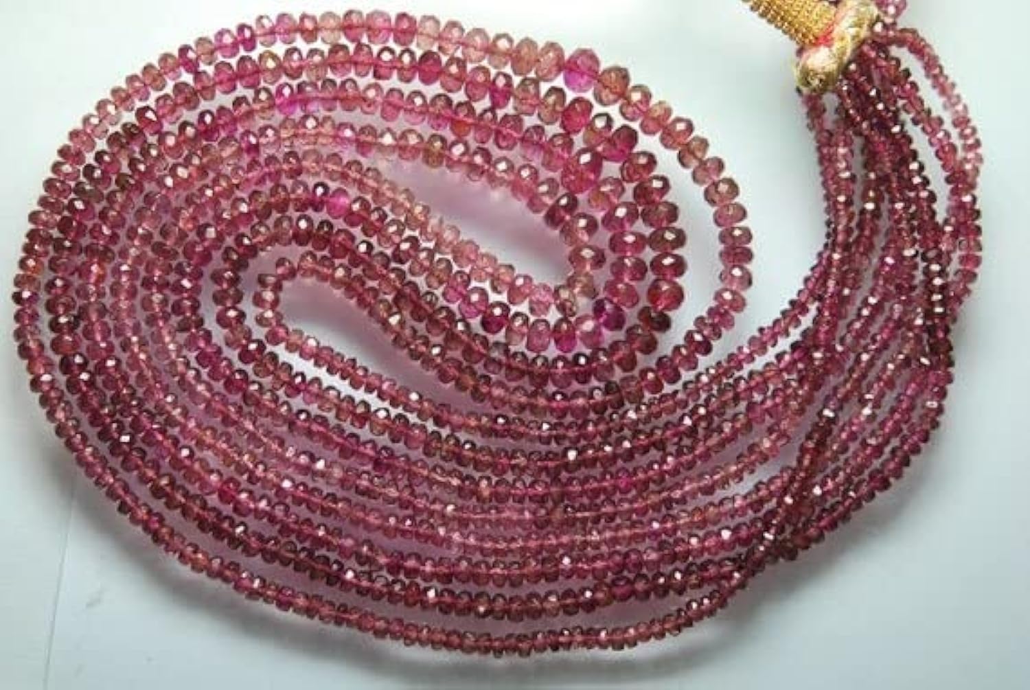 Tourmaline rose naturelle en perles rondelles facettées pour création de bijoux LKBEADS