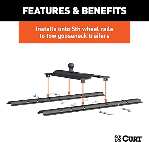 Miniatura 4 de CURT 16055, placa con pivote cuello de cisne para remolque con quinto neumático