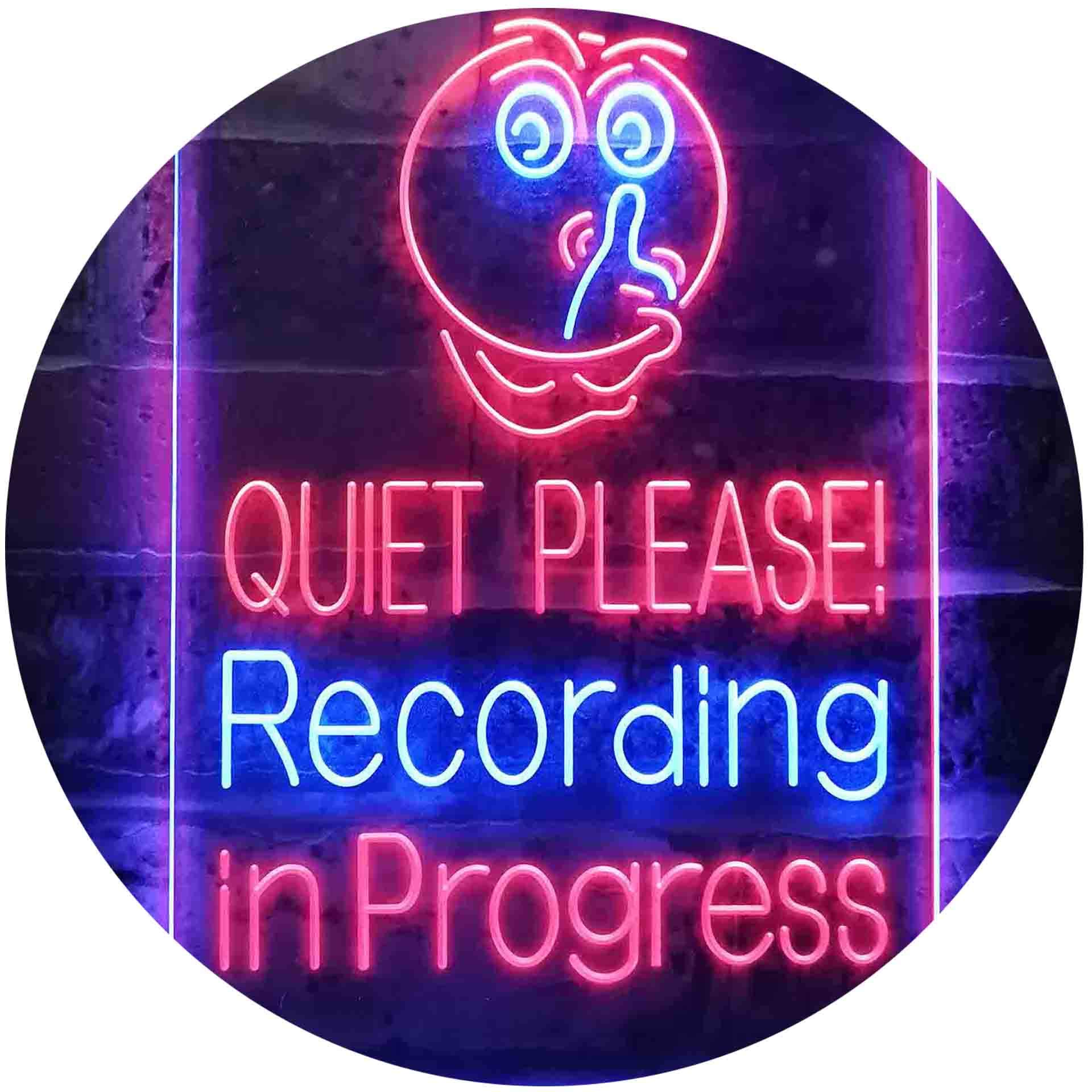 ADVPRO Quiet Please Recording In Progress Studio Dual Color LED Neon Sign Blue & Red 210 x 300mm st6s23-i3580-br โ image 1