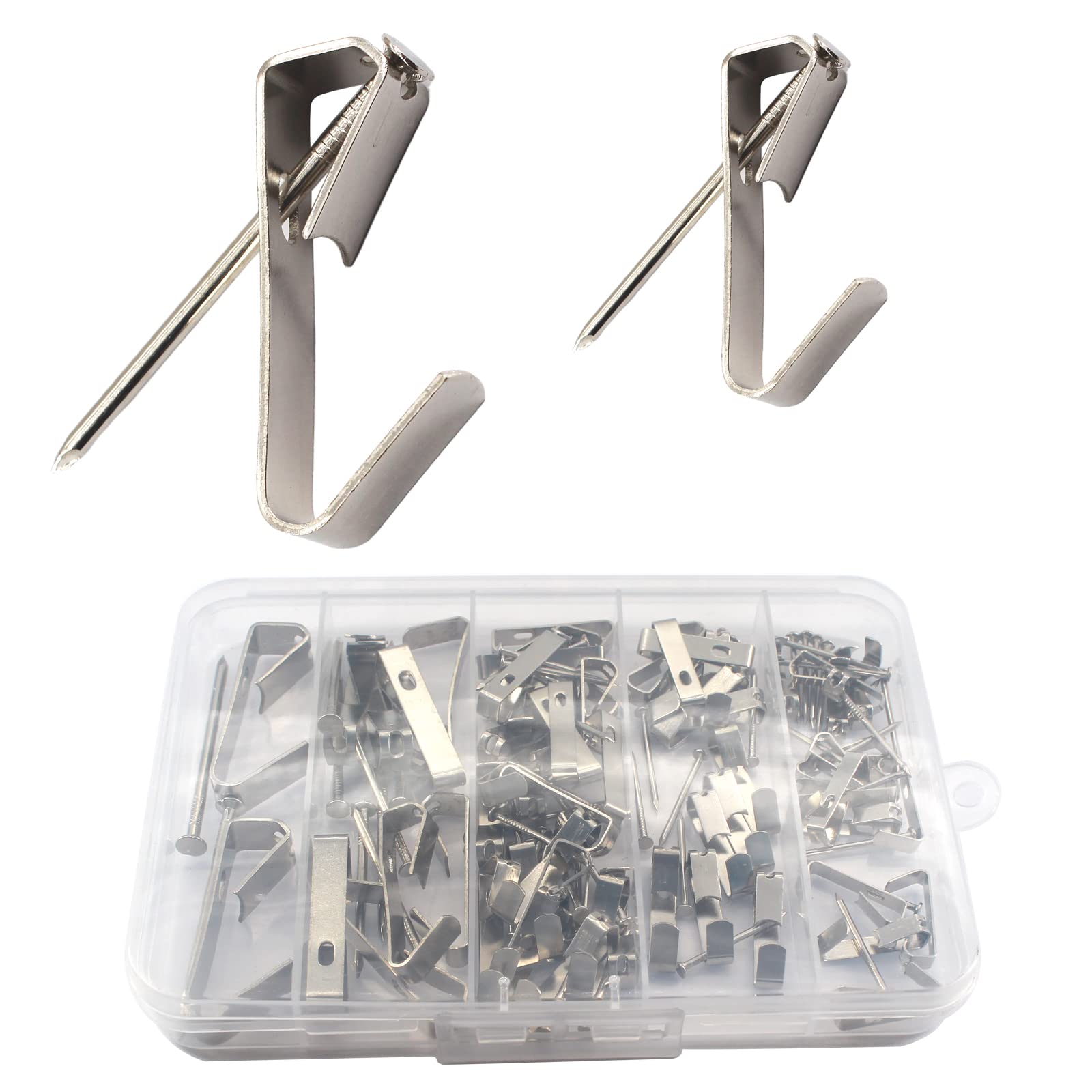 Silver 60 Set Picture Hangers Photo Frame Hanging Hooks Kit