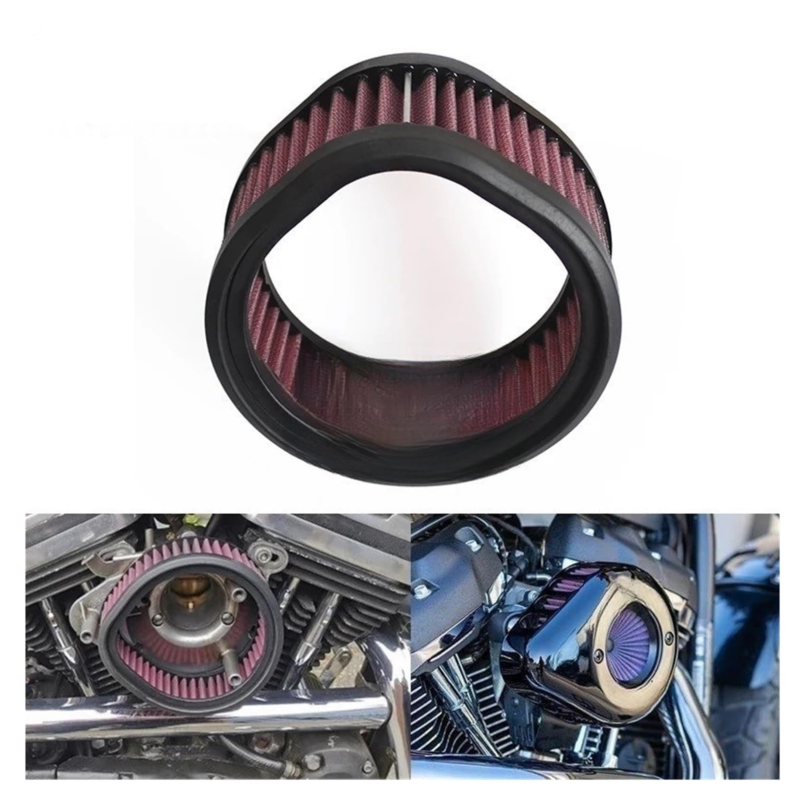 Limpiador Filtro Filtro De Admisión De Filtro De Aire De Repuesto Universal para Motocicleta, Color Rojo, para Modelos para Ha&rley con Carburador Serie E Y G