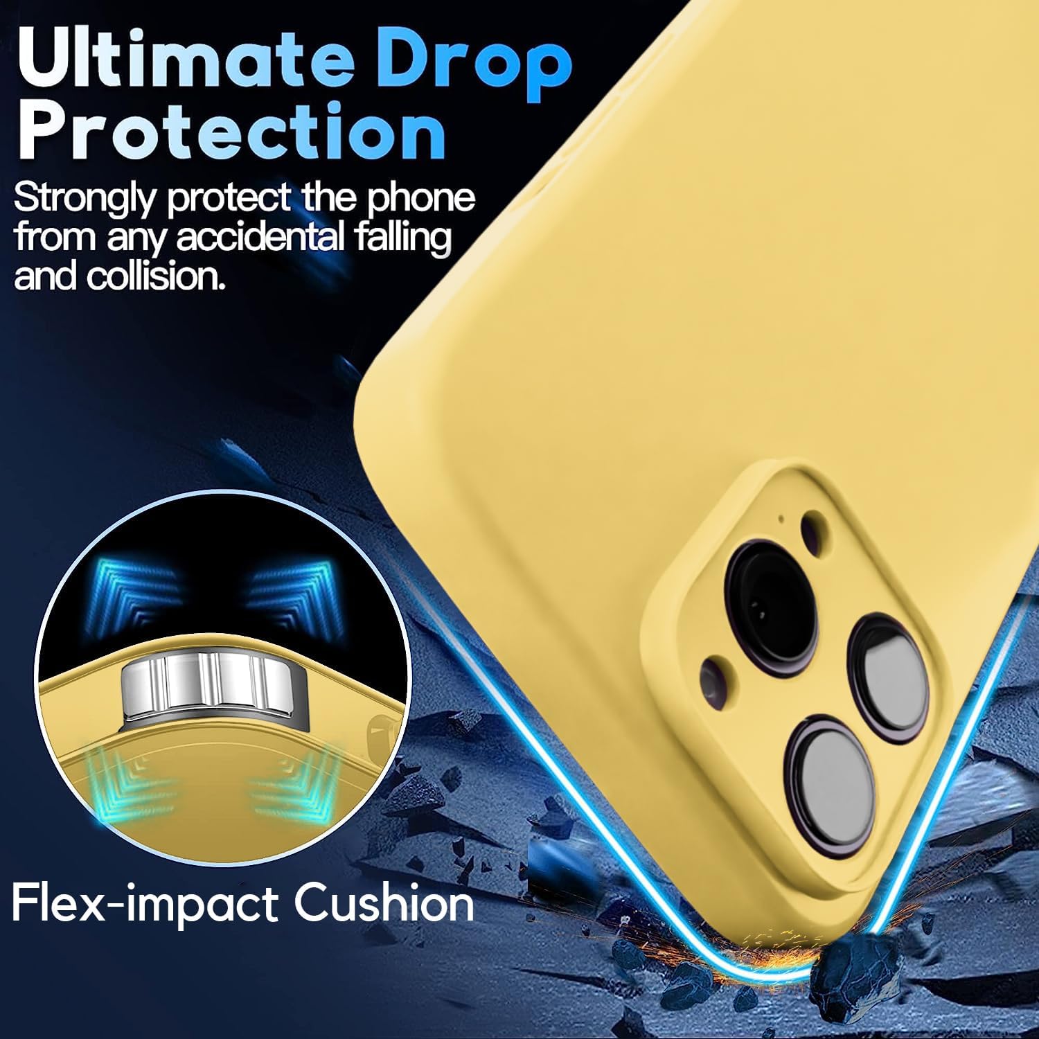 Blaspins Crossbody Lanyard Strap Case for iPhone 13 Pro, Neck Cross Body, Adjustable Holder Removable, Drop Protection Shockproof, Hands-Free Silicone Case 6.1 inch, 150 cm Strap, iP13Pro - Yellow - Image 4