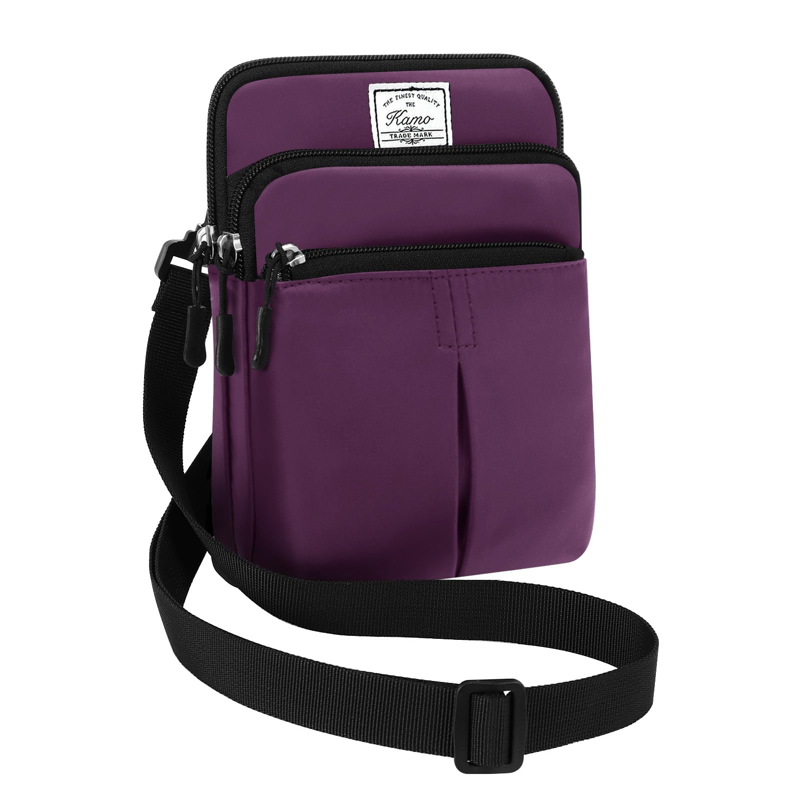 KAMO Multifunction Phone Waist Bag - Diagonal Cross Body Smart Phone Case - Outdoor Bag with Triple Zip - Hipster Crossbody Purse for Women & Men