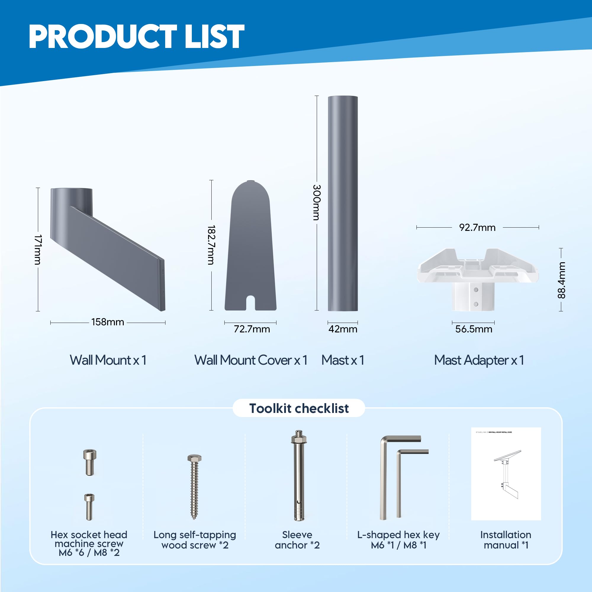EDUP® Support Mural en Aluminium pour Antenne Starlink Mini & Mini X