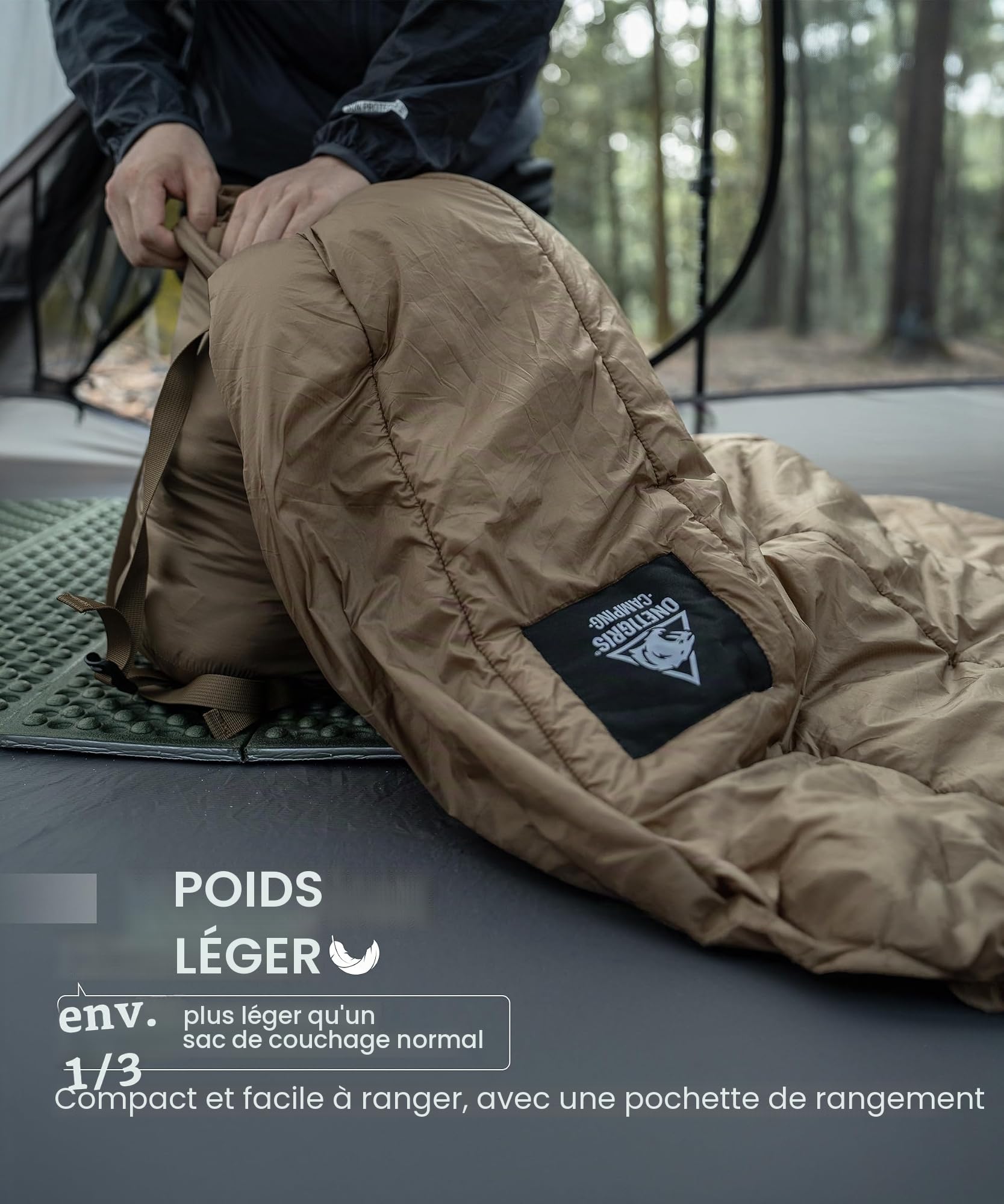OneTigris Sac de Couchage Featherlite UL 3 Saisons Sac de Couchage Couverture 1.0 kg, 200cm x 85cm pour Le Camping, la randonnée, Autres activités de Plein air |Emballage Multi-usages