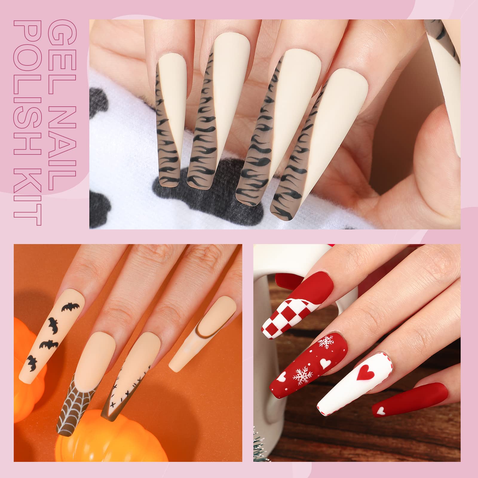 PEACECOLOR Kit Uñas Semipermanentes Completo 21PCS Esmalte en Gel 7ml con Matte Top Coat y Basecoat con 36W Lámpara Led Uñas Kit Uñas Poly U-V Gel Uñas de 15ml Accesorios para Manicura