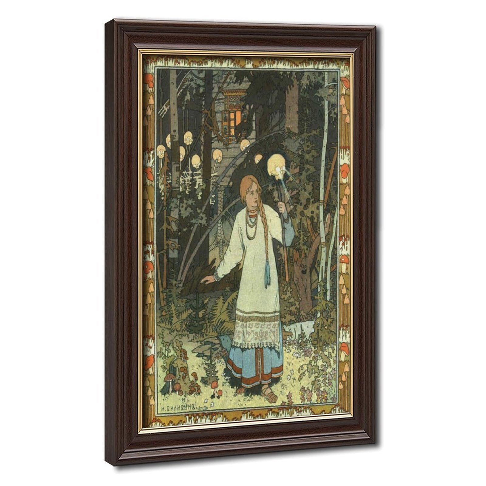 WCYB Vasilisa at The Hut of Baba Yaga by Ivan Bilibin Posters Prints Canvas Deco Paintings Wall Art Hangable Frame 16" L X 24" W