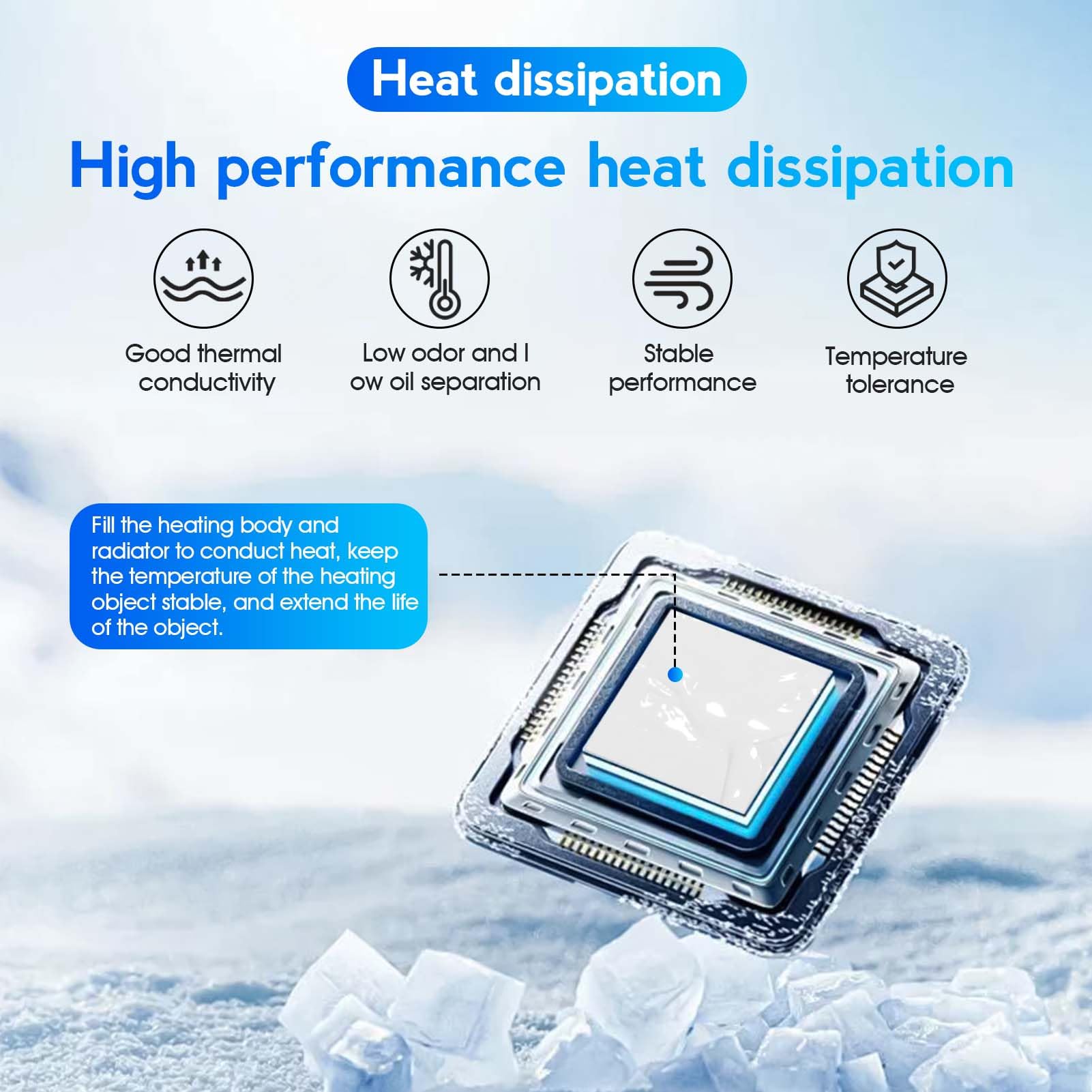 Miioto Thermal Paste, 200g Pâte Thermique Processeur, Pâte Thermique, Résistance à Haute Température, Adaptée aux Réfrigérateur de Camping-Car, Produits électroniques, Refroidissement du Processeur