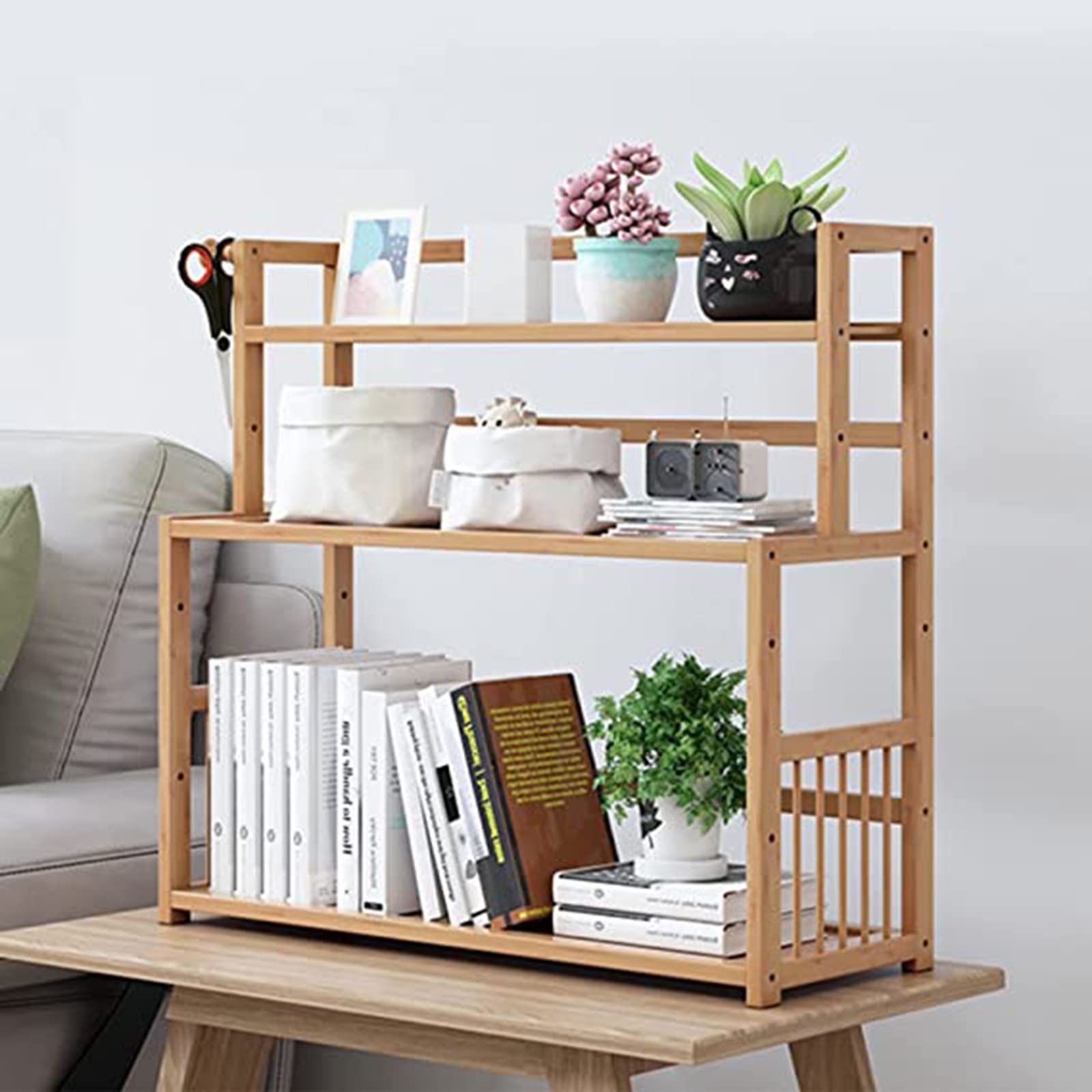 Organizer Da Scrivania In Bambù - Portadocumenti Con 5 Scomparti Regolabili - Foto 3