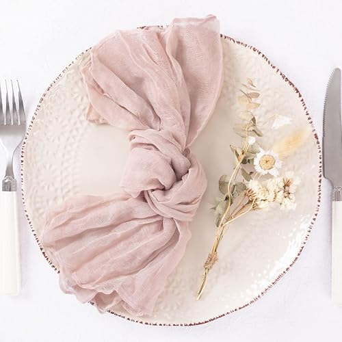 Miniatura 3 de Paquete de 50 servilletas de estopilla de color rosa polvoriento, juego de 50 servilletas bohemias de Acción de Gracias, 21 x 21 pulgadas, para