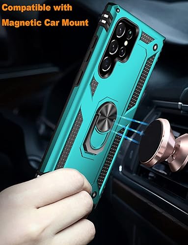 Miniatura 5 de IKAZZ Funda protectora para Galaxy S22 Ultra, grado militar, a prueba de golpes, resistente, pasa prueba de caída de 16 pies con soporte magnético