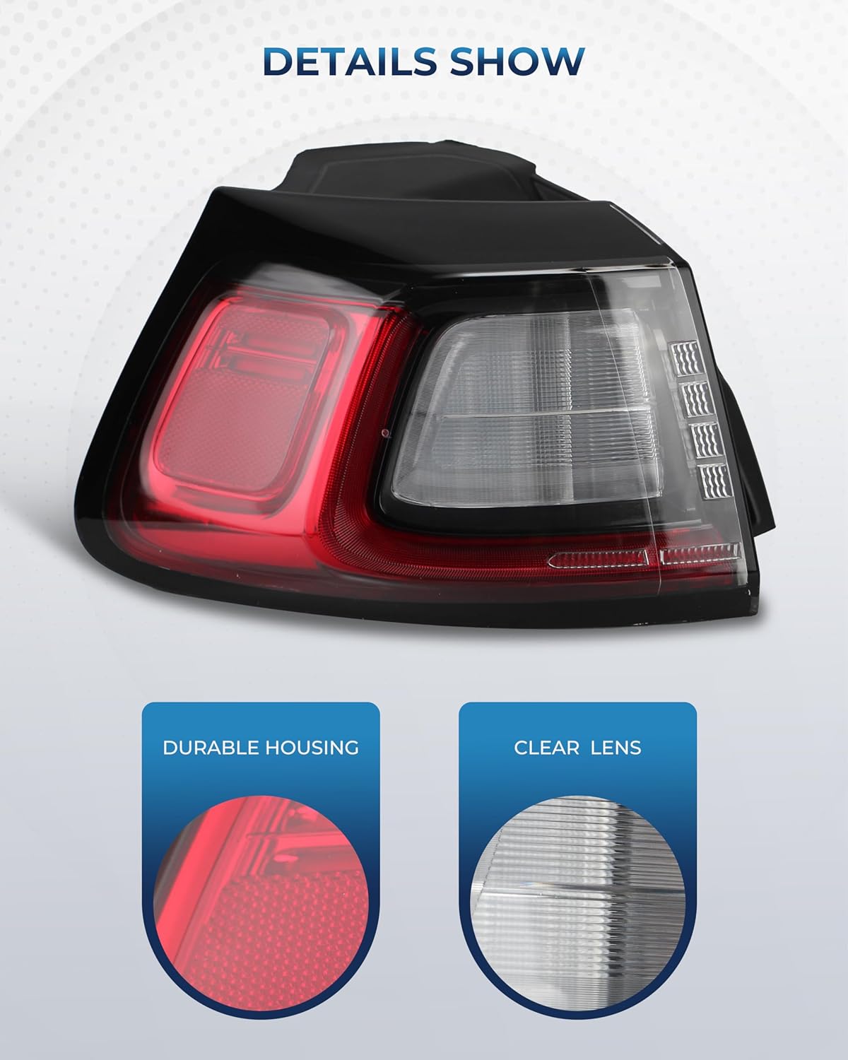 LED Tail Lights Compatible with 2019 2020 2021 2022 2023 Jeep Cherokee Outer Taillights Left Driver Side, OEM: CH2804119 68275959AF