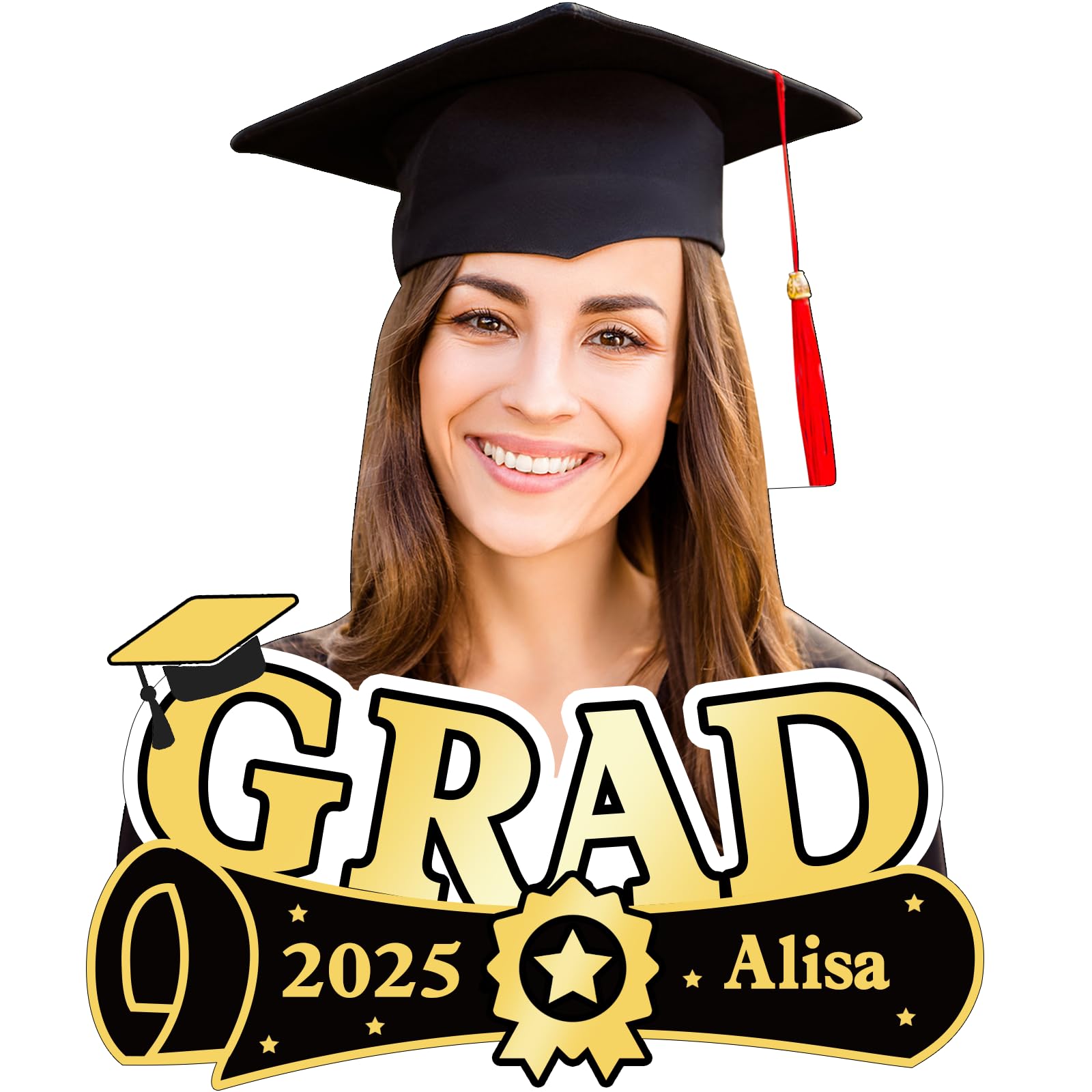 111PRINT Graduation Custom Cutout Big Head on a Stick, Fun Face, Personalized Life Size Cardboard Cutouts, Party, Birthday, 6