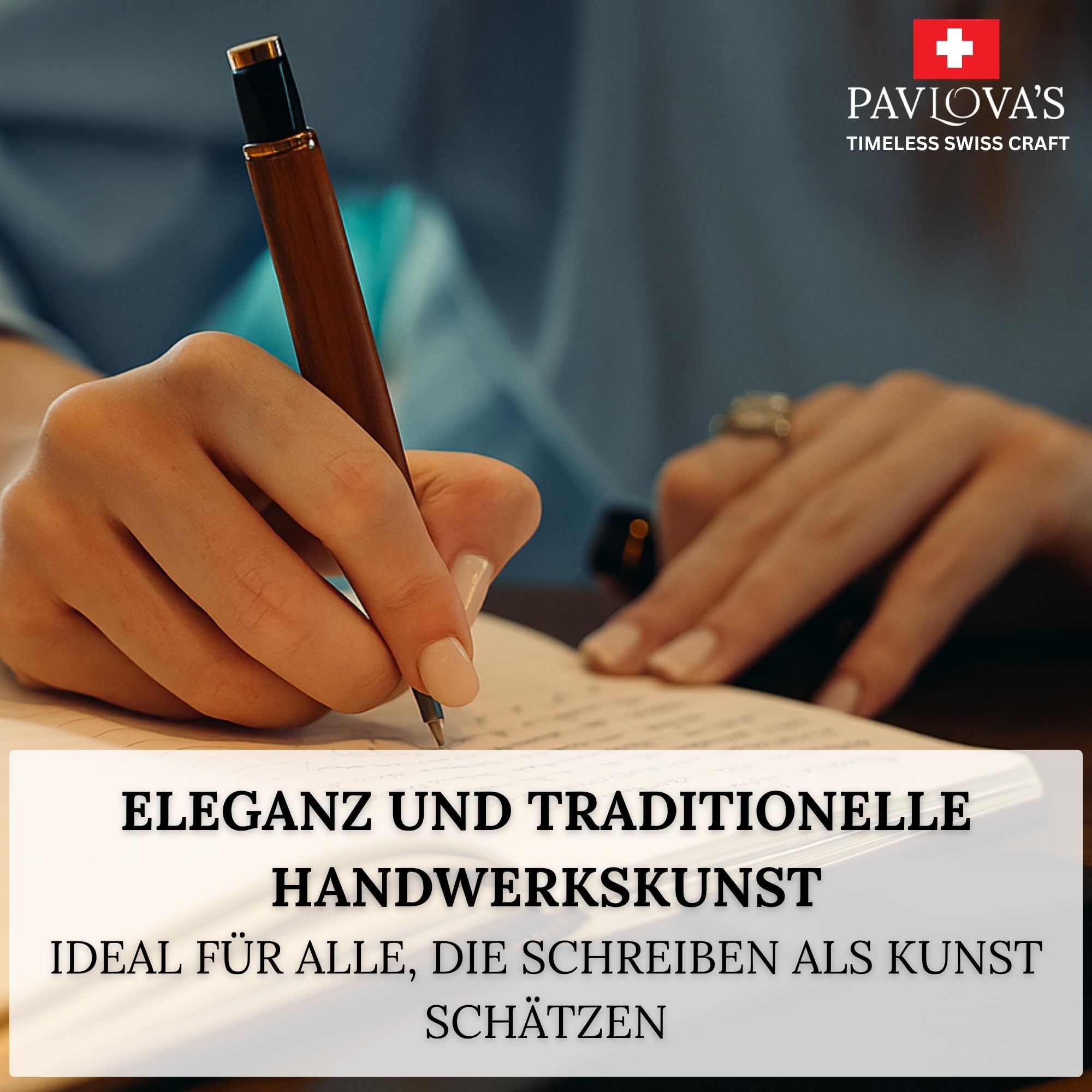 PAVLOVA’S Exklusiver Tintenroller aus Natürlichem Schweizer Nussbaum – Handgefertigt, Limitierte Auflage, Einzigartiges Design, Ideales Luxusgeschenk, Premiumqualität aus der Schweiz